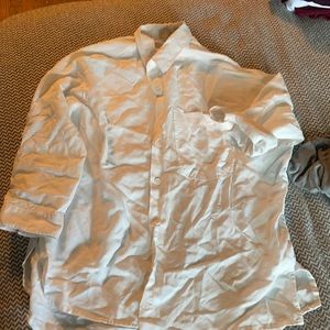Women’s white 3/4 sleeve button up shirt